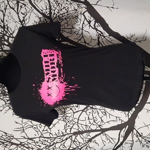 Smile more Pink Glitter Logo Rowan Atwood Black Short Sleeve T-shirt